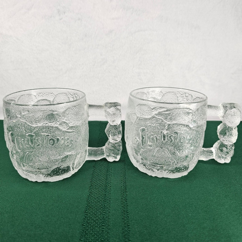 The Flintstones "Rocky Road"‎ Glass Mug McDonald's Collector MCM Retro set of 2